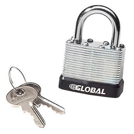 Global Industrial General Security Laminated Steel Padlock, Bumper & 2 Keys, Keyed Differently 443231